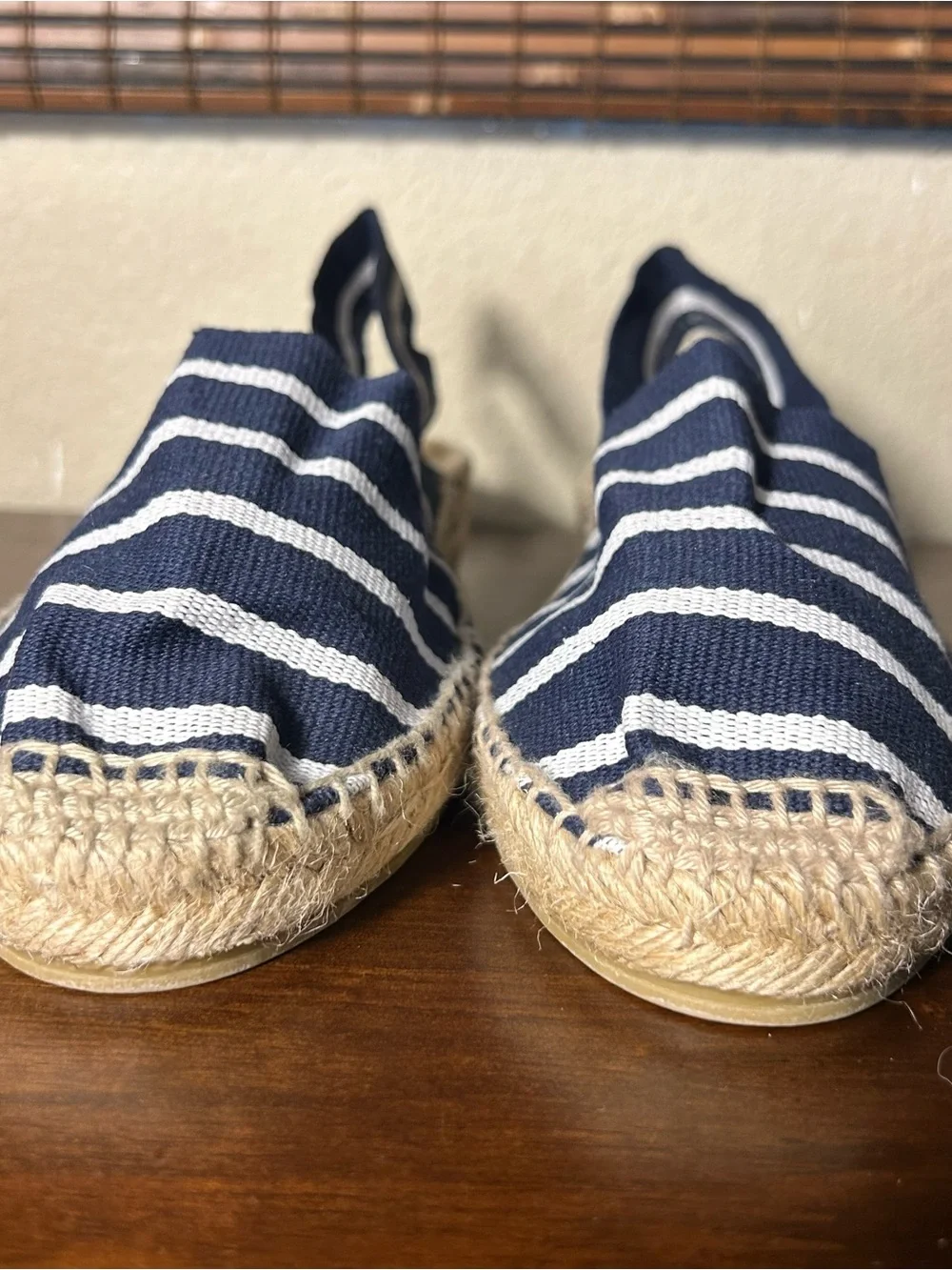 Alpargatus Shoes Size 41 US 10 Navy Stripe Espadrille Canvas Slingback